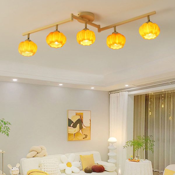 Contemporary Nordic Dome Pumpkin Resin Iron 2/3/4/5/6 - Light Semi-Flush Mount Ceiling Light For Living Room - Image 17