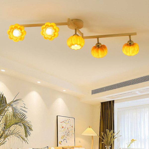 Contemporary Nordic Dome Pumpkin Resin Iron 2/3/4/5/6 - Light Semi-Flush Mount Ceiling Light For Living Room - Image 18