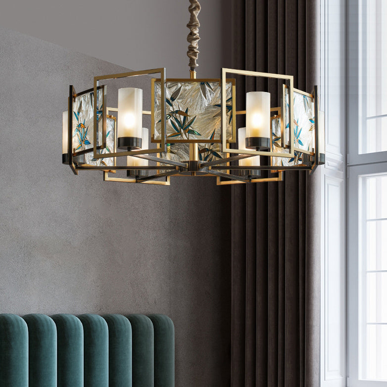 BS-Lighting-LA01343-1.jpg Traditional Chinese Dome Block Enamel Iron Copper Glass 6 - Light Chandelier For Dining Room - Image 1
