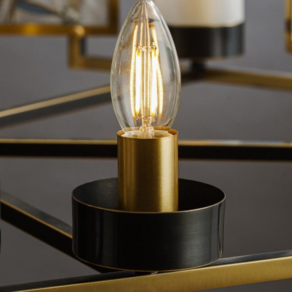 Traditional Chinese Dome Block Enamel Iron Copper Glass 6 - Light Chandelier For Dining Room - Image 7