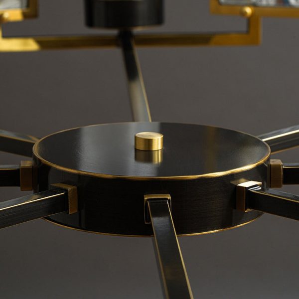 Traditional Chinese Dome Block Enamel Iron Copper Glass 6 - Light Chandelier For Dining Room - Image 8