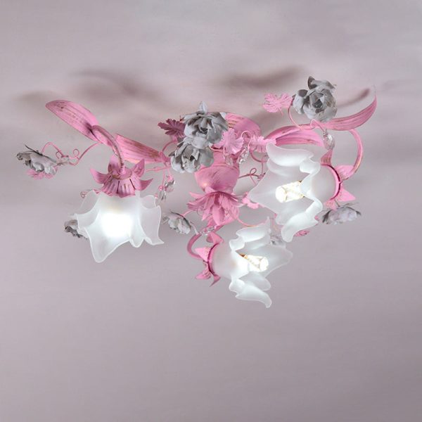 Contemporary Nordic Dome Branches Flowers Glass Crystal Iron 3 - Light Semi-Flush Mount Ceiling Light For Bedroom - Image 16