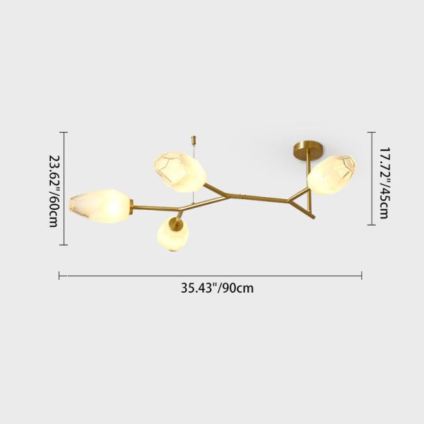 Contemporary Scandinavian Branches Buds Glass Copper 4/6/8 - Light Semi-Flush Mount Ceiling Light For Living Room - Image 4