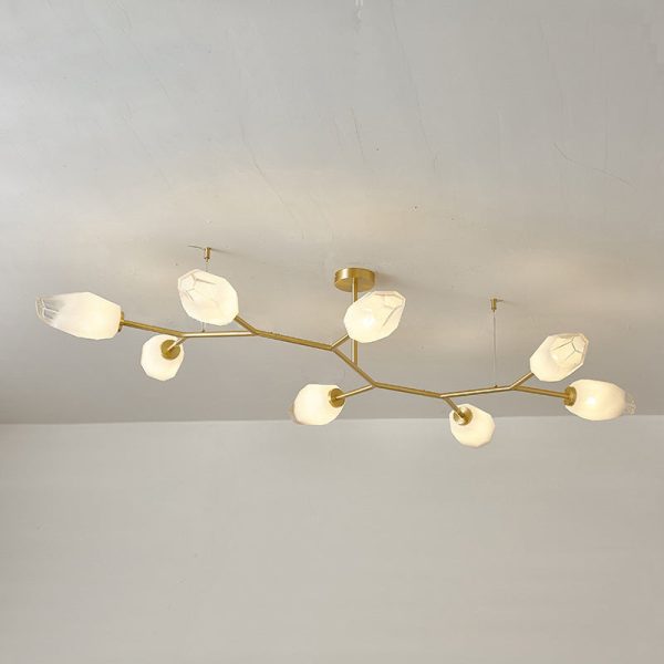 Contemporary Scandinavian Branches Buds Glass Copper 4/6/8 - Light Semi-Flush Mount Ceiling Light For Living Room - Image 10