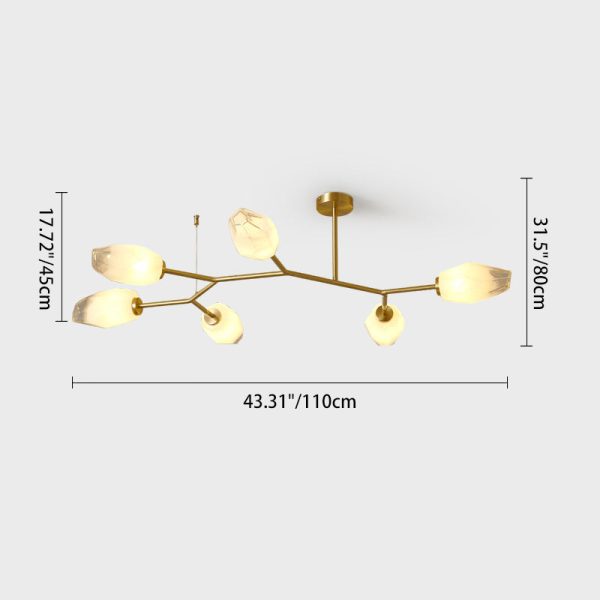 Contemporary Scandinavian Branches Buds Glass Copper 4/6/8 - Light Semi-Flush Mount Ceiling Light For Living Room - Image 5