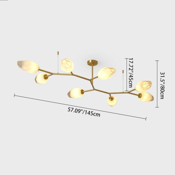 Contemporary Scandinavian Branches Buds Glass Copper 4/6/8 - Light Semi-Flush Mount Ceiling Light For Living Room - Image 6