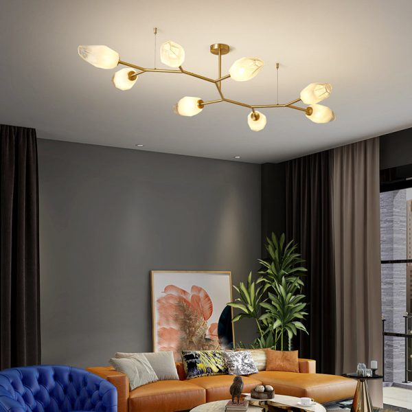 Contemporary Scandinavian Branches Buds Glass Copper 4/6/8 - Light Semi-Flush Mount Ceiling Light For Living Room - Image 8