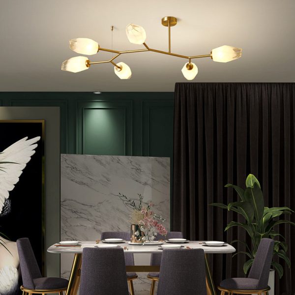 Contemporary Scandinavian Branches Buds Glass Copper 4/6/8 - Light Semi-Flush Mount Ceiling Light For Living Room - Image 2