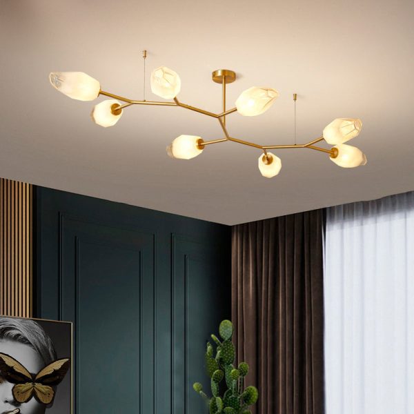 Contemporary Scandinavian Branches Buds Glass Copper 4/6/8 - Light Semi-Flush Mount Ceiling Light For Living Room - Image 9