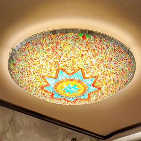 Traditional Tiffany Semicircle Hardware Glass 2/3/4 - Light Flush Mount Ceiling Light For Living Room - Image 14