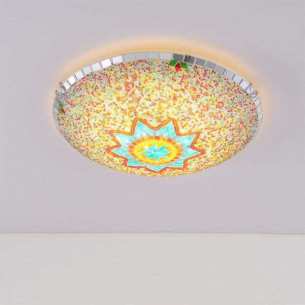 Traditional Tiffany Semicircle Hardware Glass 2/3/4 - Light Flush Mount Ceiling Light For Living Room - Image 18