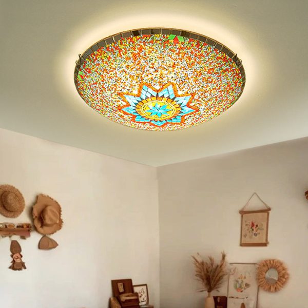 Traditional Tiffany Semicircle Hardware Glass 2/3/4 - Light Flush Mount Ceiling Light For Living Room - Image 13