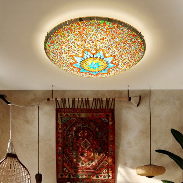 Traditional Tiffany Semicircle Hardware Glass 2/3/4 - Light Flush Mount Ceiling Light For Living Room - Image 12