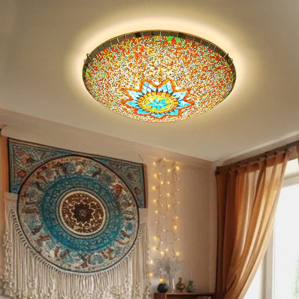 Traditional Tiffany Semicircle Hardware Glass 2/3/4 - Light Flush Mount Ceiling Light For Living Room - Image 3