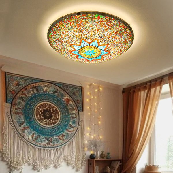 Traditional Tiffany Semicircle Hardware Glass 2/3/4 - Light Flush Mount Ceiling Light For Living Room - Image 10