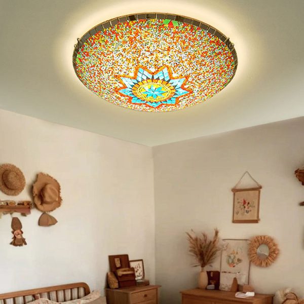 Traditional Tiffany Semicircle Hardware Glass 2/3/4 - Light Flush Mount Ceiling Light For Living Room - Image 11