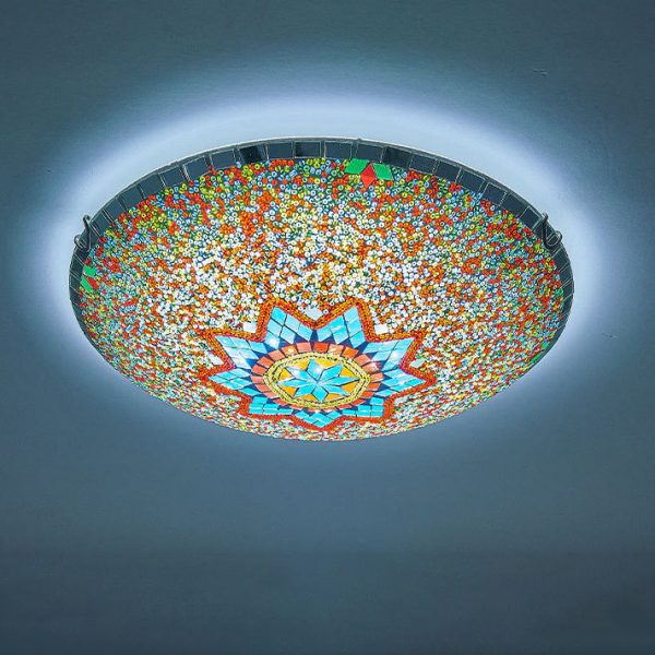 Traditional Tiffany Semicircle Hardware Glass 2/3/4 - Light Flush Mount Ceiling Light For Living Room - Image 15