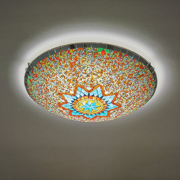 Traditional Tiffany Semicircle Hardware Glass 2/3/4 - Light Flush Mount Ceiling Light For Living Room - Image 16