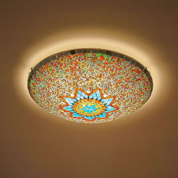 Traditional Tiffany Semicircle Hardware Glass 2/3/4 - Light Flush Mount Ceiling Light For Living Room - Image 17