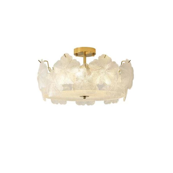 Traditional French Snowflake Glass Iron 5/8 - Light Semi-Flush Mount Ceiling Light For Living Room - Image 18