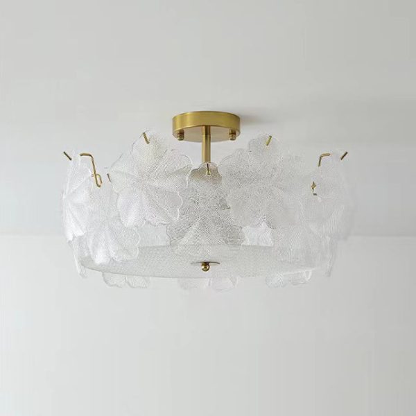 Traditional French Snowflake Glass Iron 5/8 - Light Semi-Flush Mount Ceiling Light For Living Room - Image 16