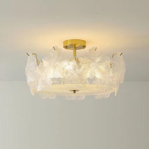 Traditional French Snowflake Glass Iron 5/8 - Light Semi-Flush Mount Ceiling Light For Living Room - Image 12