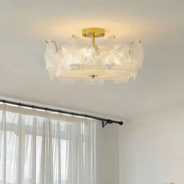 Traditional French Snowflake Glass Iron 5/8 - Light Semi-Flush Mount Ceiling Light For Living Room - Image 2