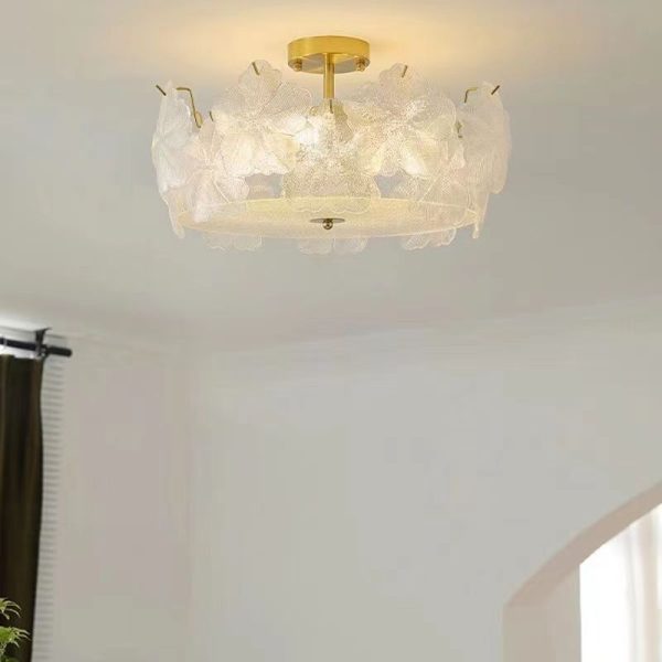 Traditional French Snowflake Glass Iron 5/8 - Light Semi-Flush Mount Ceiling Light For Living Room - Image 9