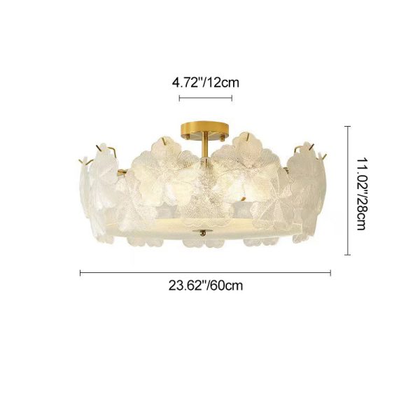 Traditional French Snowflake Glass Iron 5/8 - Light Semi-Flush Mount Ceiling Light For Living Room - Image 5