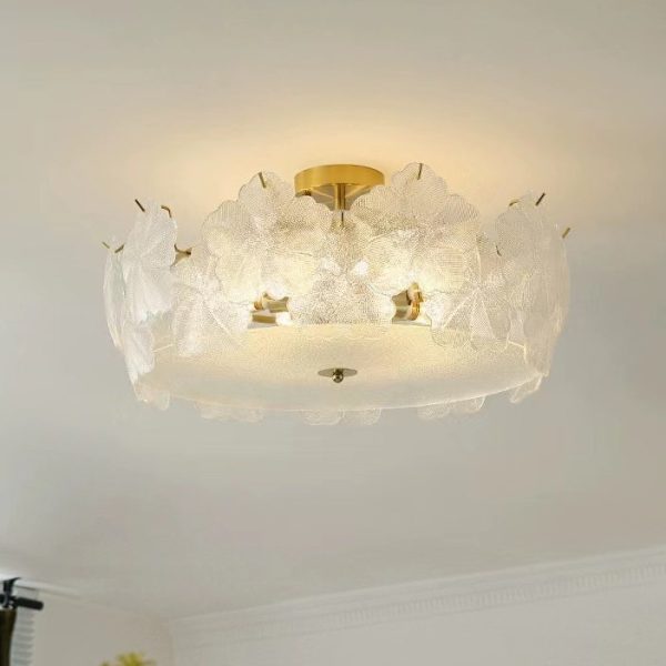Traditional French Snowflake Glass Iron 5/8 - Light Semi-Flush Mount Ceiling Light For Living Room - Image 10