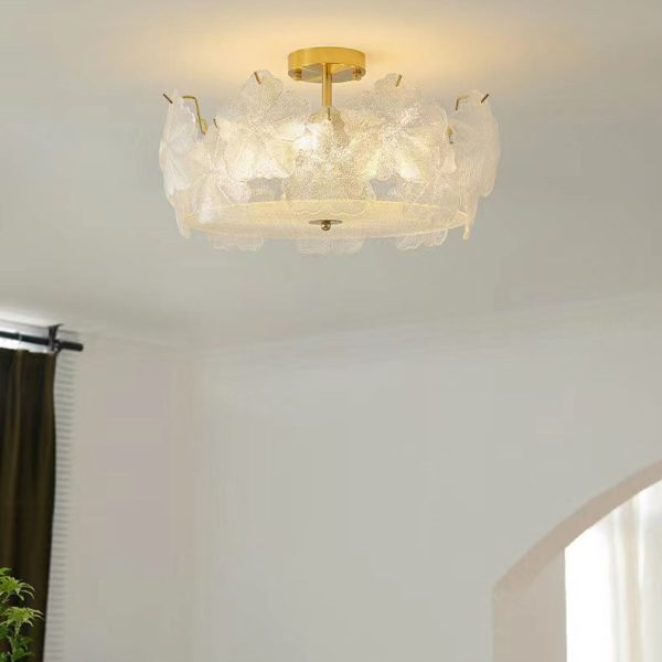 Traditional French Snowflake Glass Iron 5/8 - Light Semi-Flush Mount Ceiling Light For Living Room - Image 11
