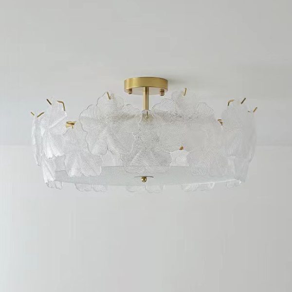 Traditional French Snowflake Glass Iron 5/8 - Light Semi-Flush Mount Ceiling Light For Living Room - Image 14