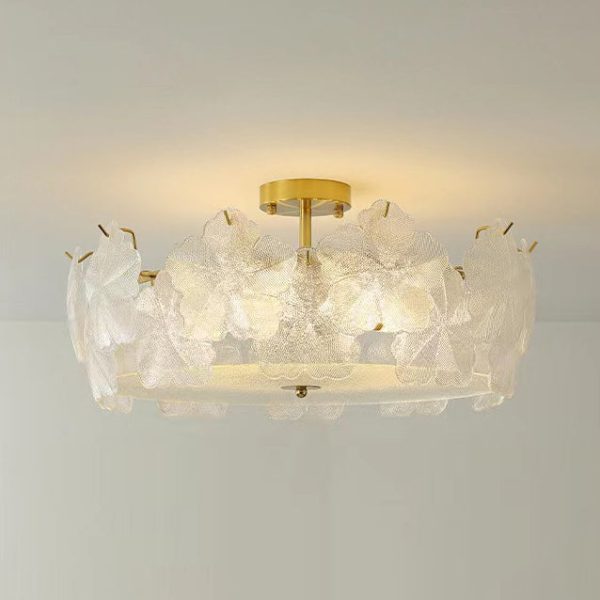 Traditional French Snowflake Glass Iron 5/8 - Light Semi-Flush Mount Ceiling Light For Living Room - Image 13