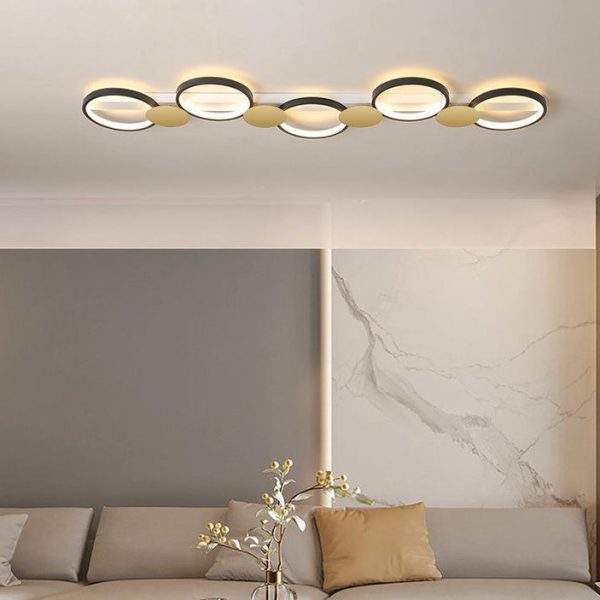 Contemporary Scandinavian Round Ring Iron Acrylic LED Semi-Flush Mount Ceiling Light For Living Room - Image 14