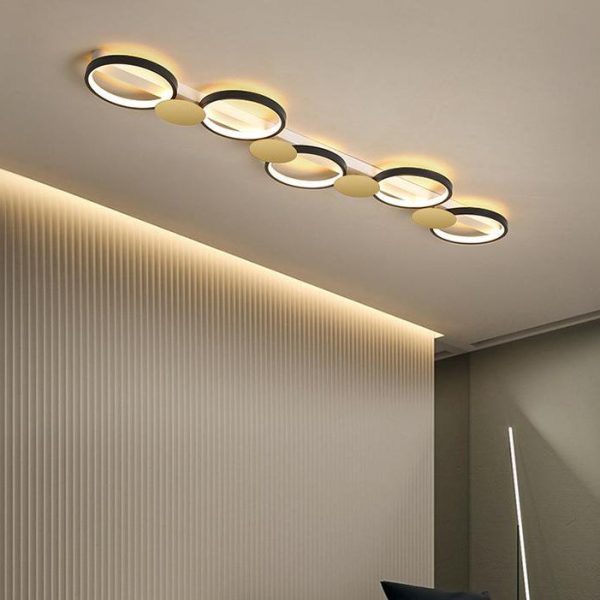 Contemporary Scandinavian Round Ring Iron Acrylic LED Semi-Flush Mount Ceiling Light For Living Room - Image 16