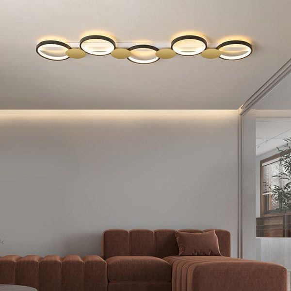 Contemporary Scandinavian Round Ring Iron Acrylic LED Semi-Flush Mount Ceiling Light For Living Room - Image 13