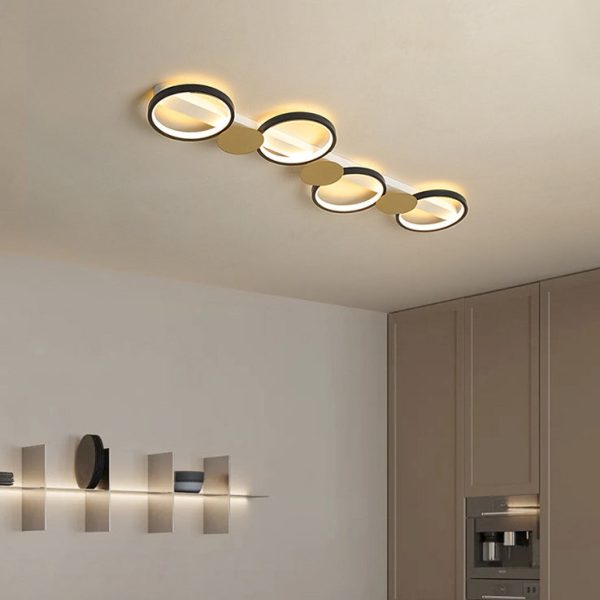 Contemporary Scandinavian Round Ring Iron Acrylic LED Semi-Flush Mount Ceiling Light For Living Room - Image 9