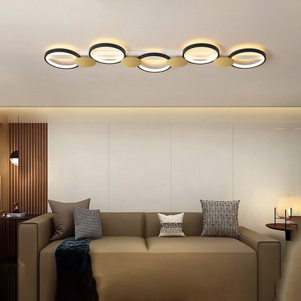 Contemporary Scandinavian Round Ring Iron Acrylic LED Semi-Flush Mount Ceiling Light For Living Room - Image 11