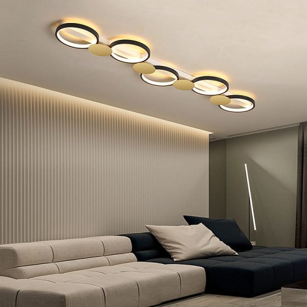 Contemporary Scandinavian Round Ring Iron Acrylic LED Semi-Flush Mount Ceiling Light For Living Room - Image 15