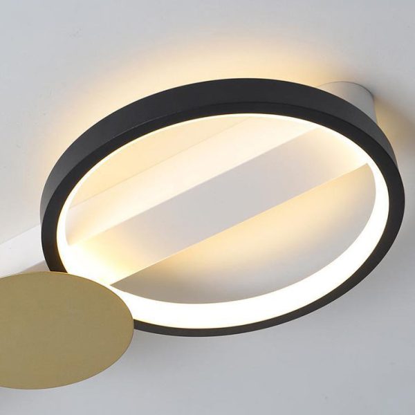 Contemporary Scandinavian Round Ring Iron Acrylic LED Semi-Flush Mount Ceiling Light For Living Room - Image 7
