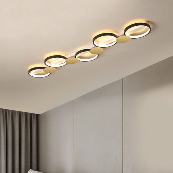 Contemporary Scandinavian Round Ring Iron Acrylic LED Semi-Flush Mount Ceiling Light For Living Room - Image 17