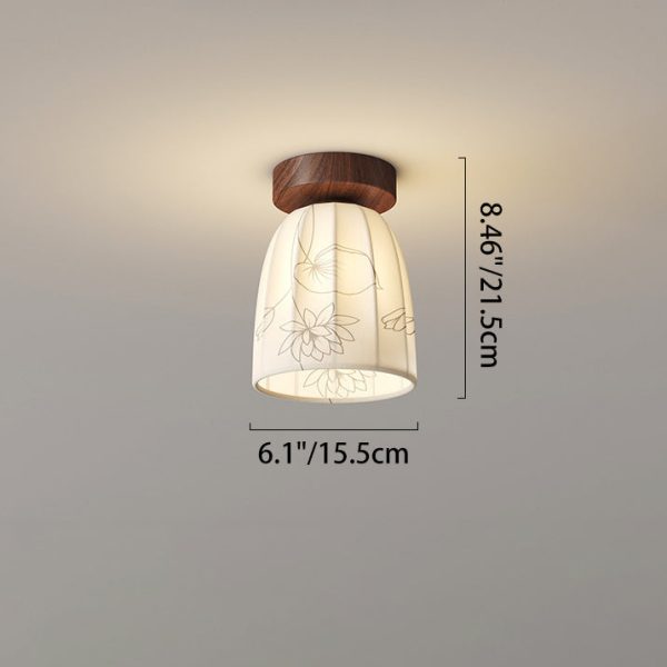 Traditional French Dome Semicircular Flower Print Iron Fabric 1 - Light Semi-Flush Mount Ceiling Light For Hallways - Image 4