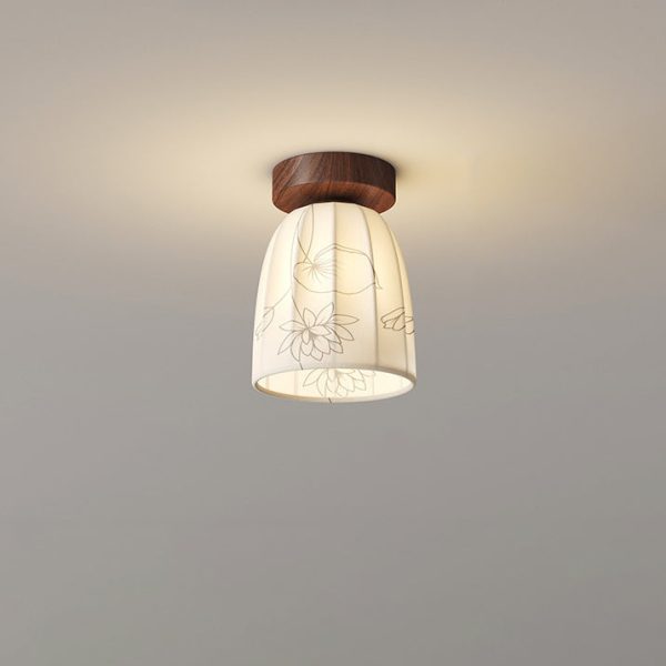 Traditional French Dome Semicircular Flower Print Iron Fabric 1 - Light Semi-Flush Mount Ceiling Light For Hallways - Image 7