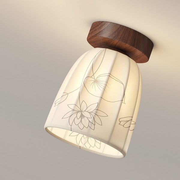 Traditional French Dome Semicircular Flower Print Iron Fabric 1 - Light Semi-Flush Mount Ceiling Light For Hallways - Image 5