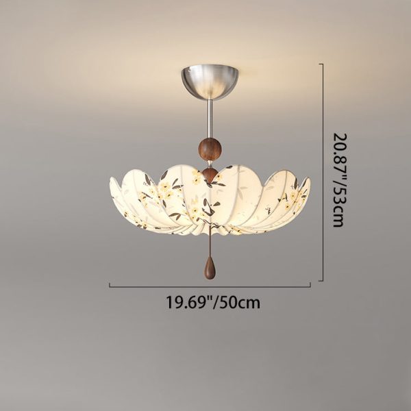 Traditional French Semicircular Bud Fabric Iron Wood 3 - Light Semi-Flush Mount Ceiling Light For Living Room - Image 4