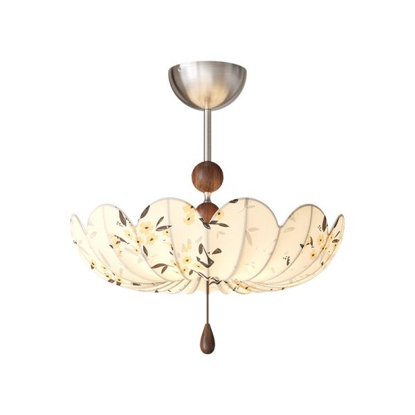 Traditional French Semicircular Bud Fabric Iron Wood 3 - Light Semi-Flush Mount Ceiling Light For Living Room - Image 17