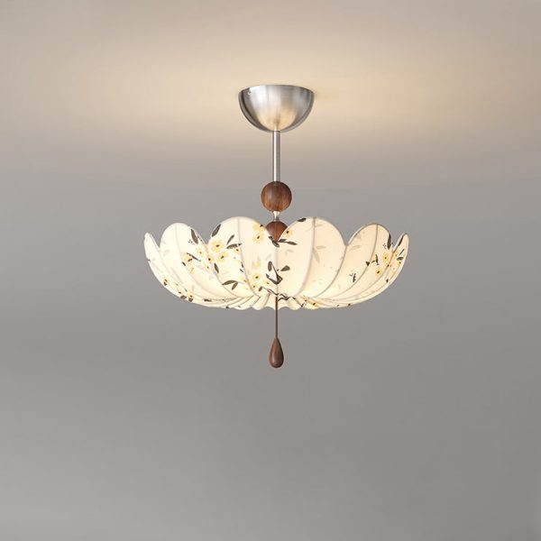 Traditional French Semicircular Bud Fabric Iron Wood 3 - Light Semi-Flush Mount Ceiling Light For Living Room - Image 14