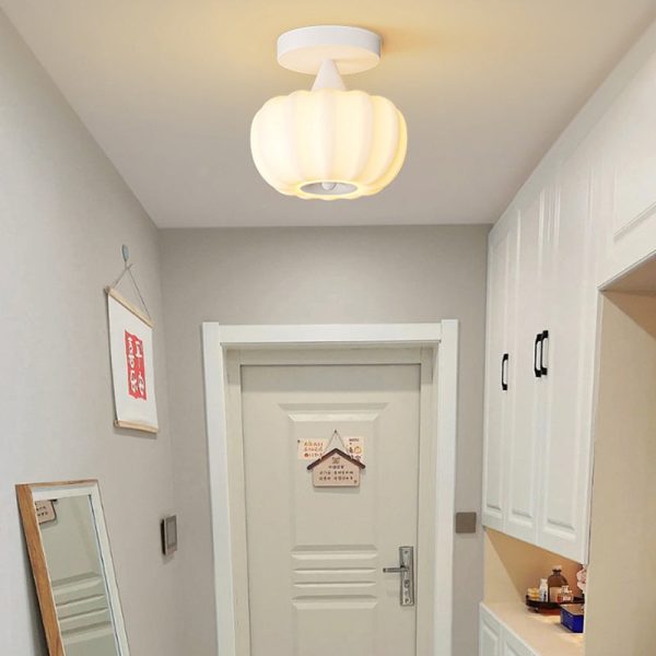 Contemporary Nordic Pumpkin Iron Roto-molding LED Semi-Flush Mount Ceiling Light For Hallways - Image 2