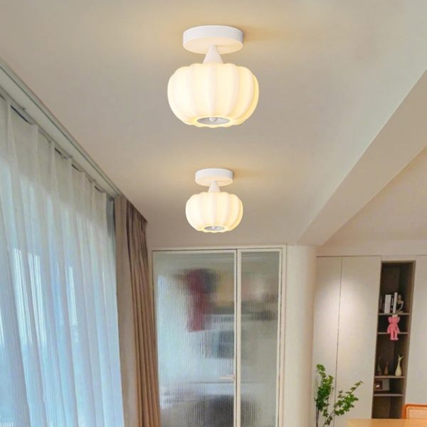 Contemporary Nordic Pumpkin Iron Roto-molding LED Semi-Flush Mount Ceiling Light For Hallways - Image 3