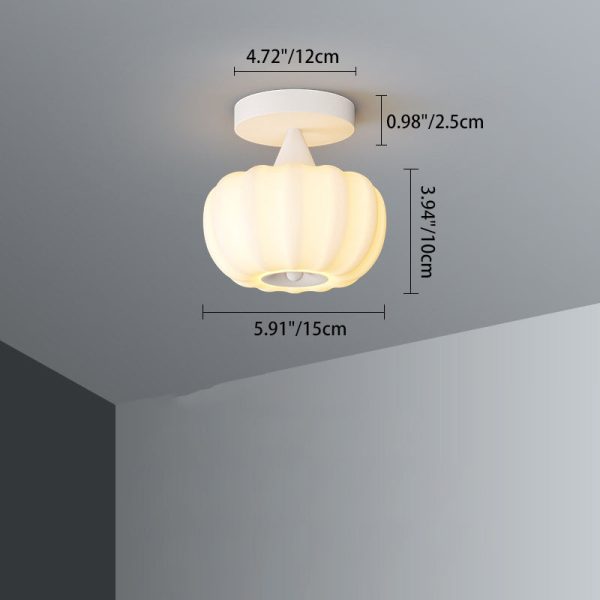 Contemporary Nordic Pumpkin Iron Roto-molding LED Semi-Flush Mount Ceiling Light For Hallways - Image 4